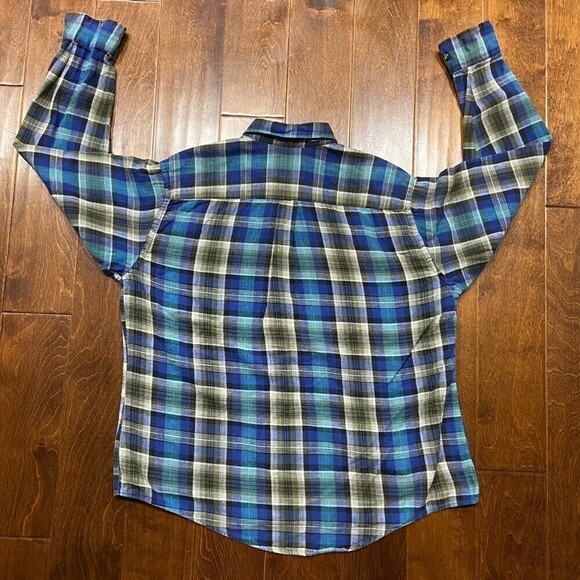 Members Only Vintage 80s Plaid Flannel Blue Grey Button Down Shirt Men's Large - Picture 4 of 7